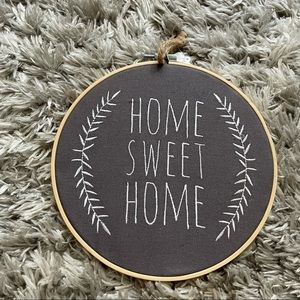 Home sweet home wall decor gray White  Floral  Embroidery ring